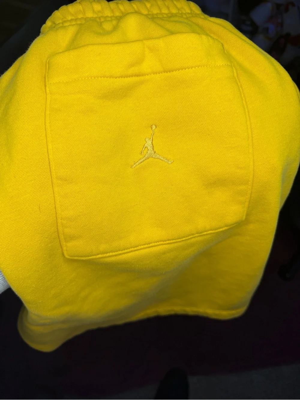 Jordan Yellow Men's Shorts with White Jumpman Script